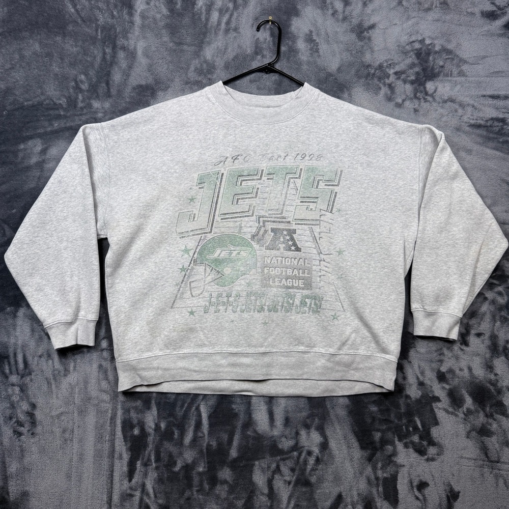 Abercrombie & Fitch Sweatshirt Mens Large Gray NFL New York Jets 1998 Oversized